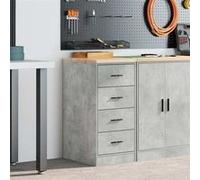 vidaXL Armoire de rangement pour le garage Pin massif gris béton
