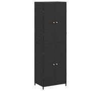vidaXL Armoire de Rangement de Jardin Noir 59x40x180 cm Résine tressée