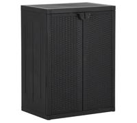 vidaXL Armoire de rangement de jardin en PP rotin - Noir - 65x45x88 cm