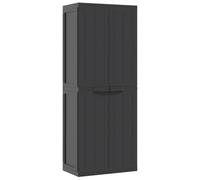 vidaXL Armoire de Rangement d'Extérieur, Abri à Outils, Meuble de Rangement, Organisateur de Jardin Terrasse, Moderne, Noir 65x37x165 cm PP