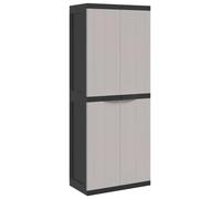 vidaXL Armoire de Rangement d'Extérieur, Abri à Outils, Organisateur de Jardin Patio Terrasse, Moderne, Gris et Noir 65x37x165 cm PP