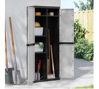 vidaXL Armoire de rangement d'extérieur 364200 65×37×165 cm PP gris et noir