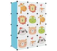 vidaXL Armoire de Rangement pour Enfants avec 12 Cubes Organisateur Stockage Tout-Petits Meuble de Rangement Maison Intérieur Bleu PP