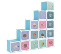 vidaXL Armoire de Rangement pour Enfants avec 15 Cubes Bleu PP