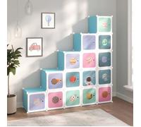 vidaXL Armoire de rangement pour enfants 340576 - avec 15 cubes PP Bleu