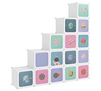 vidaXL Armoire de Rangement pour Enfants avec 15 Cubes Organisateur Stockage Tout-Petits Meuble de Rangement Maison Intérieur Blanc PP