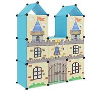 vidaXL Armoire de Rangement pour Enfants avec 8 Cubes Organisateur Stockage Tout-Petits Meuble de Rangement Maison Intérieur Bleu PP