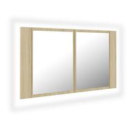 Vidaxl Armoire De Salle De Bain À Miroir À Led Chêne Sonoma 80x12x45cm