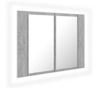 Vidaxl Armoire De Salle De Bain À Miroir À Led Gris Béton 60x12x45 Cm