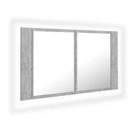 Vidaxl Armoire De Salle De Bain À Miroir À Led Gris Béton 80x12x45 Cm