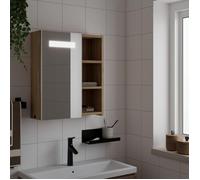 vidaXL Armoire de salle de bain 357968 – Miroir à LED chêne 45x13x52 cm