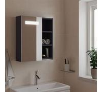 vidaXL Armoire de salle de bain à miroir avec LED gris 45x13x52 cm, armoire de toilette avec miroir, armoire murale avec 357966 Gris G