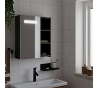 vidaXL Armoire de salle de bain à miroir avec LED noir 45x13x52 cm, armoire de toilette avec miroir, armoire murale avec 357967 Noir G