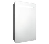 vidaXL Armoire de Salle de Bain à Miroir LED Meuble de Rangement Mural Armoire à Pharmacie Armoire de Rangement Intérieur Gris Brillant 60x11x80 cm