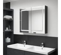 vidaXL Armoire de salle de bain à miroir LED Noir brillant 80x12x68 cm