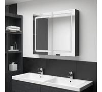 vidaXL Armoire de salle de bain à miroir LED Noir brillant 80x12x68 cm