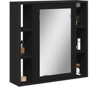 vidaXL Armoire de Salle de Bain à Miroir, Placard Mural de Toilette avec Miroir, Meuble de Rangement, Moderne, Noir Bois 842426 Noir