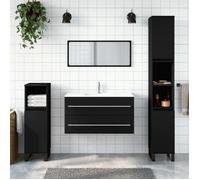 vidaXL Armoire de salle de bain avec miroir bois d'ingénierie Noir