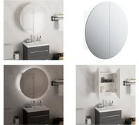 vidaXL Armoire de salle de bain avec miroir rond & LED Blanc 47x47x17,5 cm - Armoire de salle de bain - Armoire de salle de bain - Armoires de salle de bain