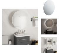vidaXL Armoire de salle de bain avec miroir rond & LED Blanc 47x47x17,5 cm - Vasque de salle de bain