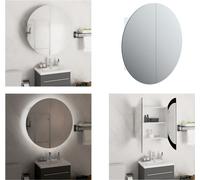 vidaXL Armoire de salle de bain avec miroir rond & LED Blanc 54x54x17,5 cm - Armoire de salle de bain - Armoire de salle de bain - Armoires de salle de bain