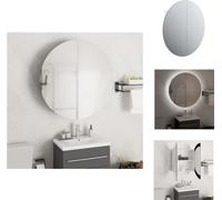 vidaXL Armoire de salle de bain avec miroir rond & LED Blanc 54x54x17,5 cm - lavabos de salle de bain