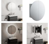 vidaXL Armoire de salle de bain avec miroir rond & LED Gris 40x40x17,5 cm - Armoire de salle de bain - Armoire de salle de bain - Armoires de salle de bain