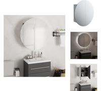vidaXL Armoire de salle de bain avec miroir rond & LED Gris 47x47x17,5 cm - Vasque de salle de bain