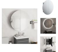 vidaXL Armoire de salle de bain avec miroir rond & LED Gris 54x54x17,5 cm - Vasques de salle de bain