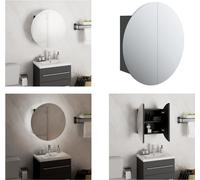 vidaXL Armoire de salle de bain avec miroir rond & LED Noir 40x40x17,5cm - Armoire de salle de bain - Armoire de salle de bain - Armoires de salle de bain