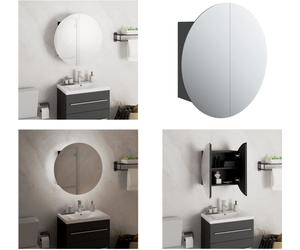 vidaXL Armoire de salle de bain avec miroir rond & LED Noir 40x40x17,5cm - Armoire de salle de bain - Armoire de salle de bain - Armoires de salle de bain
