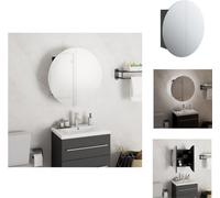 vidaXL Armoire de salle de bain avec miroir rond & LED Noir 40x40x17,5cm - Vasques de salle de bain