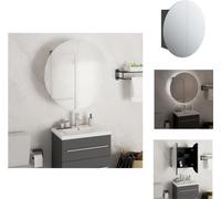 vidaXL Armoire de salle de bain avec miroir rond & LED Noir 47x47x17,5cm - Vasques de salle de bain