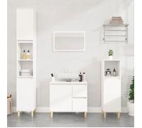 vidaXL Colonne de salle de bain 30x30x100 cm Blanc bois d'ingénierie avec compartiments