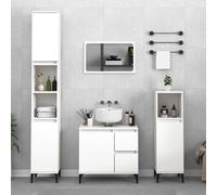 vidaXL Armoire de Salle de Bain, Colonne avec 2 Étagères et 2 Compartiments, Meuble de Rangement Toilette Maison, Industriel, Blanc Bois d'Ingénierie