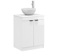 vidaXL Armoire de Salle de Bain Blanc Brillant 54 x 41 x 70 cm, Meuble de Salle de Bain Stylé, Solutions de Rangement Modernes, Coiffeuse Pratique, Étagères Spacieuses