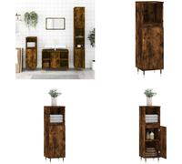 vidaXL Armoire de salle de bain Chêne fumé 30x30x100 cm Bois composite - Armoire de salle de bain - Armoire - Armoire Pour La Salle De Bains