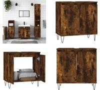 vidaXL Armoire de salle de bain chêne fumé 58x33x60 cm Bois composite - Armoire de salle de bain - Armoire - Armoire salle de bain