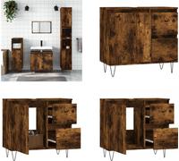 vidaXL Armoire de salle de bain chêne fumé 65x33x60 cm Bois composite - Armoire de salle de bain - Armoire - Armoire salle de bain