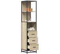 vidaXL Armoire de salle de bain chêne sonoma 35x37,5x166 cm, armoire de rangement de salle de bain, placard de salle de 849245 Marron G