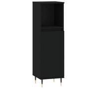 vidaXL Armoire de Salle de Bain, Colonne avec 2 Compartiments et Étagère, Meuble de Rangement avec Pieds Toilette, Moderne, Noir Bois d'Ingénierie