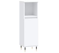 vidaXL Armoire de Salle de Bain, Colonne avec 2 Compartiments et Étagère, Meuble de Rangement avec Pieds Toilette, Moderne, Blanc Bois d'Ingénierie