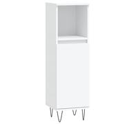 vidaXL Armoire de Salle de Bain, Colonne avec 2 Compartiments et Étagère, Meuble de Rangement avec Pieds Toilette, Moderne, Blanc Bois d'Ingénierie