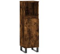 vidaXL Armoire de Salle de Bain, Colonne avec 2 Compartiments et Étagère, Meuble de Rangement avec Pieds Toilette, Moderne, Chêne Fumé Bois d'Ingénierie