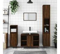 vidaXL Armoire de Salle de Bain, Colonne avec 2 Compartiments et Étagère, Meuble de Rangement avec Pieds Toilette, Moderne, Chêne Marron Bois d'Ingénierie