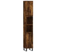 vidaXL Armoire de salle de bain Colonne 30x30x190 cm Chêne fumé bois d'ingénierie 4 compartiments