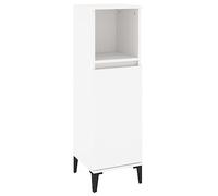 vidaXL Armoire salle de bain Colonne 30x30x100 cm Blanc bois d'ingénierie avec compartiment et pieds