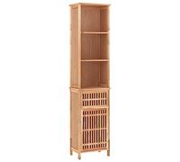 vidaXL Armoire de salle de bain Colonne – Bois massif de noyer Marron – Avec tiroir et porte