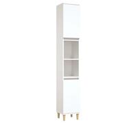 vidaXL Armoire de Salle de Bain, Colonne de Rangement avec 6 Compartiments et 2 Portes, Meuble de Toilette Intérieur, Blanc Bois d'Ingénierie
