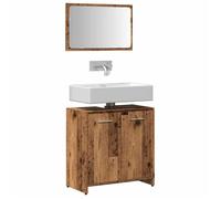 vidaXL Armoire de salle de bain et miroir vieux bois bois d'ingénierie, miroir de courtoisie, armoire de salle de bain, 856042